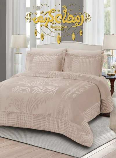 Master Home Textile Velvet Comforter Sets, 5 Pcs Single Size, Fits 120 x 200 cm Single Size Bed, With Removable Filling, Soft, Warm